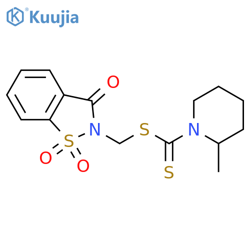 1-Piperidinecarbodithioic acid, 2-methyl-,(1,1-dioxido-3-oxo-1,2-benzisothiazol-2(3H)-yl)methyl ester structure