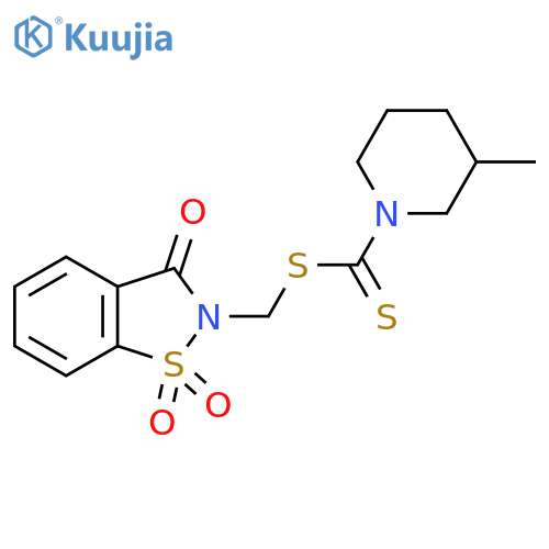 1-Piperidinecarbodithioic acid, 3-methyl-,(1,1-dioxido-3-oxo-1,2-benzisothiazol-2(3H)-yl)methyl ester structure