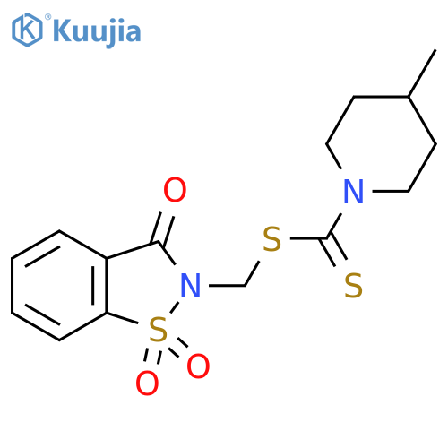 1-Piperidinecarbodithioic acid, 4-methyl-,(1,1-dioxido-3-oxo-1,2-benzisothiazol-2(3H)-yl)methyl ester structure