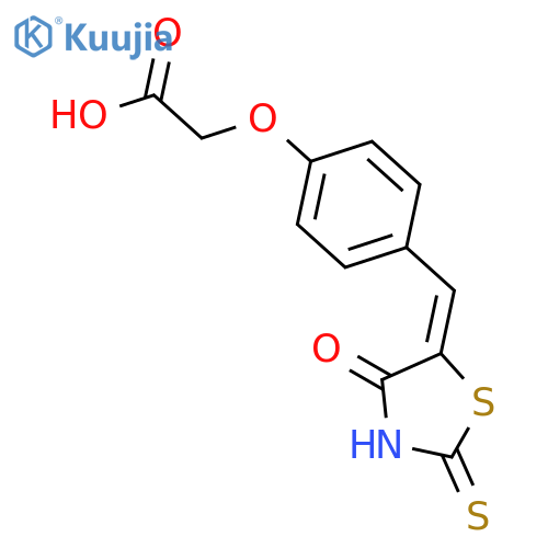 2-[4-[(Z)-(4-oxo-2-sulfanylidene-1,3-thiazolidin-5-ylidene)methyl]phenoxy]acetic acid structure