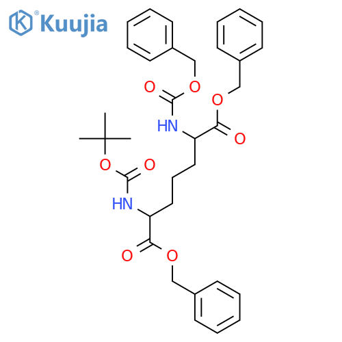 Heptanedioic acid, 2-[[(1,1-dimethylethoxy)carbonyl]amino]-6-[[(phenylmethoxy)carbonyl]amino]-, 1,7-bis(phenylmethyl) ester, (2S,6R)- structure
