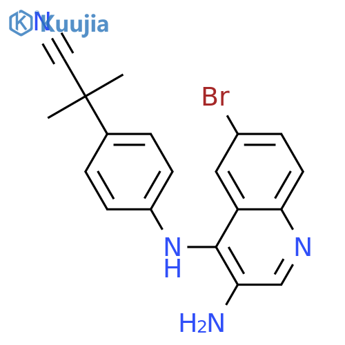 2-(4-((3-Amino-6-bromoquinolin-4-yl)amino)-phenyl)-2-methylpropanenitrile structure