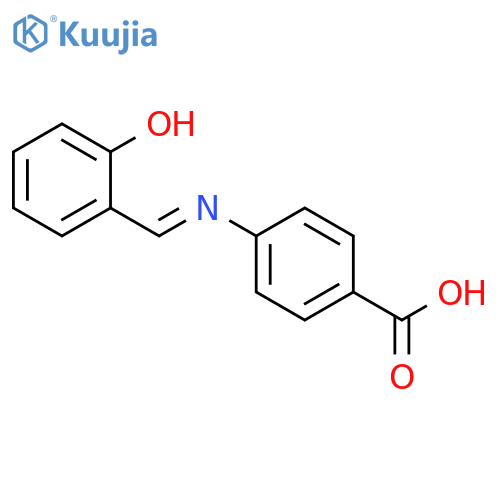 4-(E)-(2-hydroxyphenyl)methylideneaminobenzoic acid structure