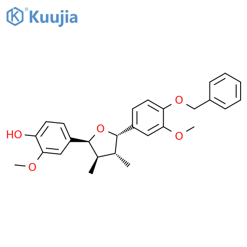 2-Methoxy-4-[(2S,3R,4R,5S)-tetrahydro-5-[3-methoxy-4-(phenylmethoxy)phenyl]-3,4-dimethyl-2-furanyl]phenol structure