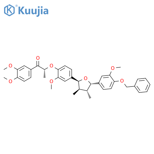 1-Propanone, 1-(3,4-dimethoxyphenyl)-2-[2-methoxy-4-[(2S,3R,4R,5S)-tetrahydro-5-[3-methoxy-4-(phenylmethoxy)phenyl]-3,4-dimethyl-2-furanyl]phenoxy]-, (2R)- structure