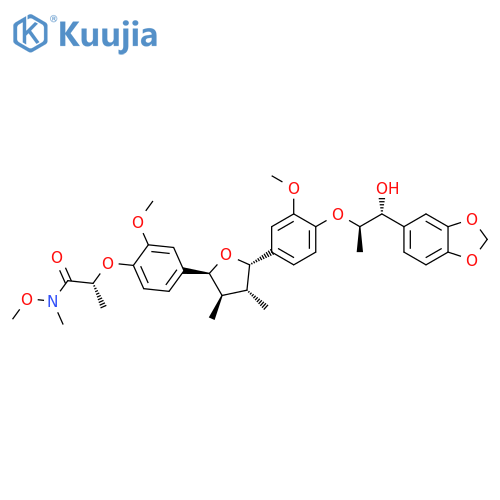 (2R)-2-[4-[(2S,3R,4R,5S)-5-[4-[(1R,2R)-2-(1,3-Benzodioxol-5-yl)-2-hydroxy-1-methylethoxy]-3-methoxyphenyl]tetrahydro-3,4-dimethyl-2-furanyl]-2-methoxyphenoxy]-N-methoxy-N-methylpropanamide structure