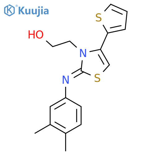 2-(2Z)-2-(3,4-dimethylphenyl)imino-4-(thiophen-2-yl)-2,3-dihydro-1,3-thiazol-3-ylethan-1-ol structure