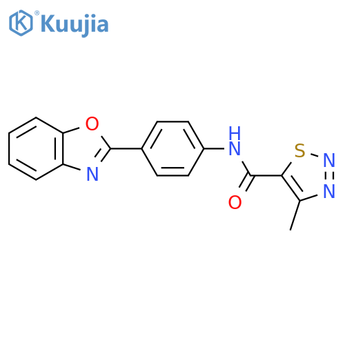 N-4-(1,3-benzoxazol-2-yl)phenyl-4-methyl-1,2,3-thiadiazole-5-carboxamide structure