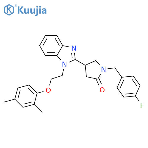 4-{1-2-(2,4-dimethylphenoxy)ethyl-1H-1,3-benzodiazol-2-yl}-1-(4-fluorophenyl)methylpyrrolidin-2-one structure