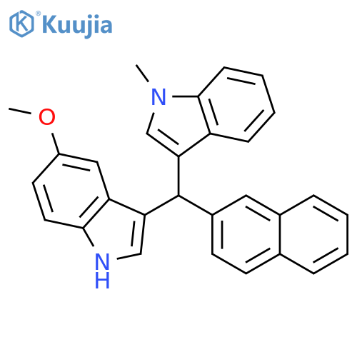 1H-Indole, 3-[(5-methoxy-1H-indol-3-yl)-2-naphthalenylmethyl]-1-methyl- structure