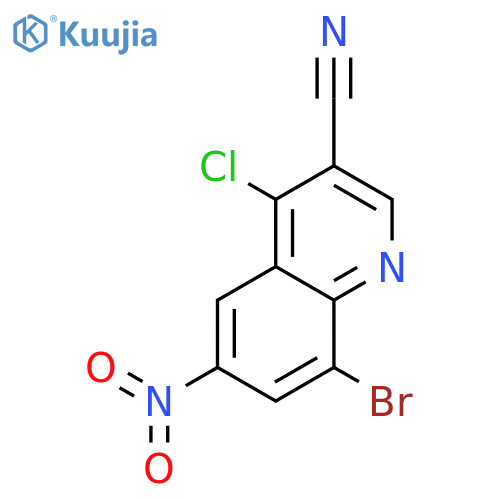 8-bromo-4-chloro-6-nitro-quinoline-3-carbonitrile structure