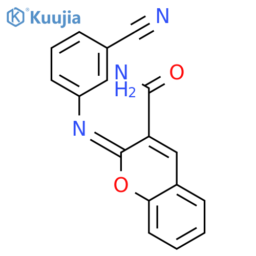 2H-1-Benzopyran-3-carboxamide, 2-[(3-cyanophenyl)imino]-, (2Z)- structure
