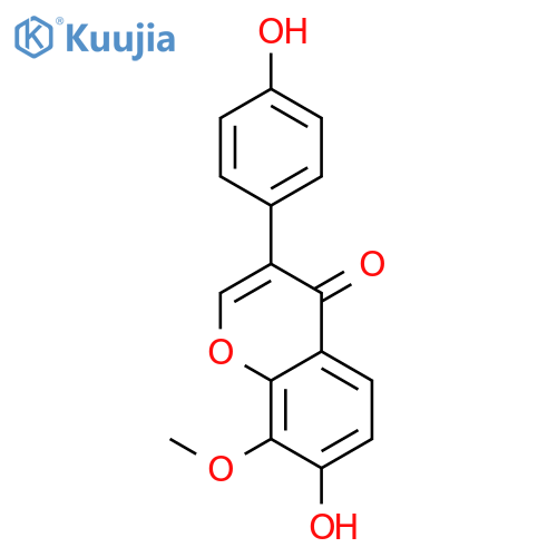 4H-1-Benzopyran-4-one, 7-hydroxy-3-(4-hydroxyphenyl)-8-methoxy- structure