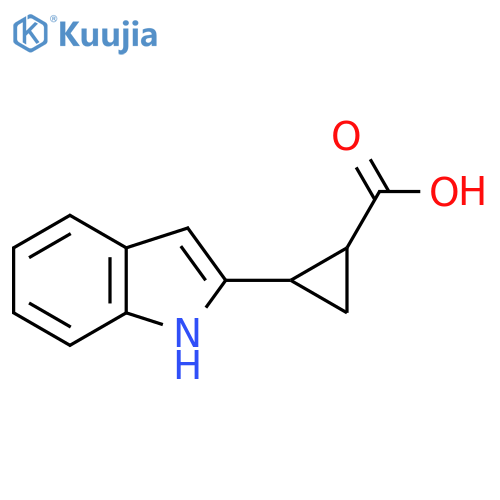 2-(1H-indol-2-yl)cyclopropane-1-carboxylic acid structure