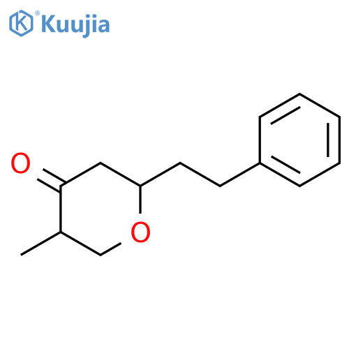 4H-Pyran-4-one, tetrahydro-5-methyl-2-(2-phenylethyl)- structure