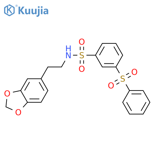 Benzenesulfonamide,N-[2-(1,3-benzodioxol-5-yl)ethyl]-3-(phenylsulfonyl)- structure