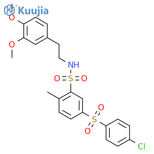 Benzenesulfonamide,5-[(4-chlorophenyl)sulfonyl]-N-[2-(3,4-dimethoxyphenyl)ethyl]-2-methyl- structure
