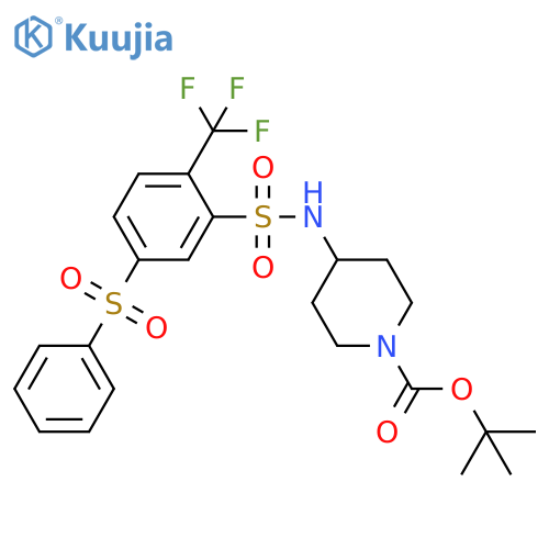 1-Piperidinecarboxylic acid,4-[[[5-(phenylsulfonyl)-2-(trifluoromethyl)phenyl]sulfonyl]amino]-,1,1-dimethylethyl ester structure