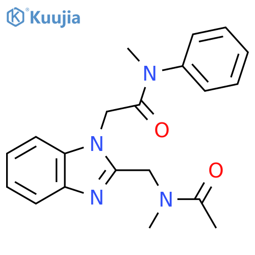 N-methyl-N-(1-{methyl(phenyl)carbamoylmethyl}-1H-1,3-benzodiazol-2-yl)methylacetamide structure