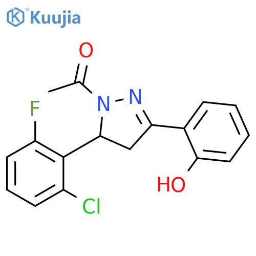 1-5-(2-chloro-6-fluorophenyl)-3-(2-hydroxyphenyl)-4,5-dihydro-1H-pyrazol-1-ylethan-1-one structure