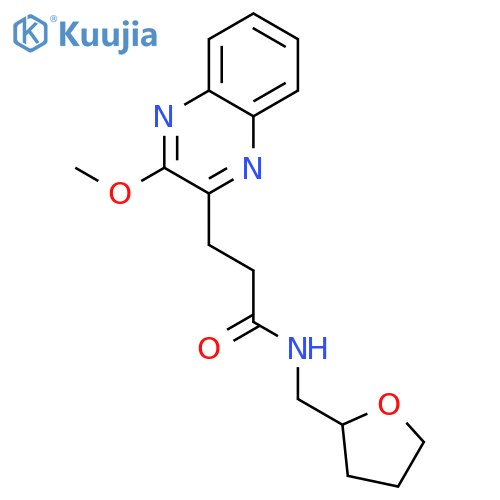 3-(3-methoxy-2-quinoxalinyl)-N-(tetrahydro-2-furanylmethyl)propanamide structure