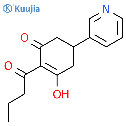 2-Cyclohexen-1-one, 3-hydroxy-2-(1-oxobutyl)-5-(3-pyridinyl)- structure