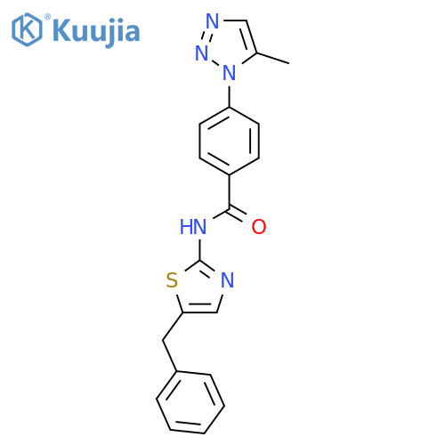 N-(5-benzyl-1,3-thiazol-2-yl)-4-(5-methyl-1H-1,2,3-triazol-1-yl)benzamide structure