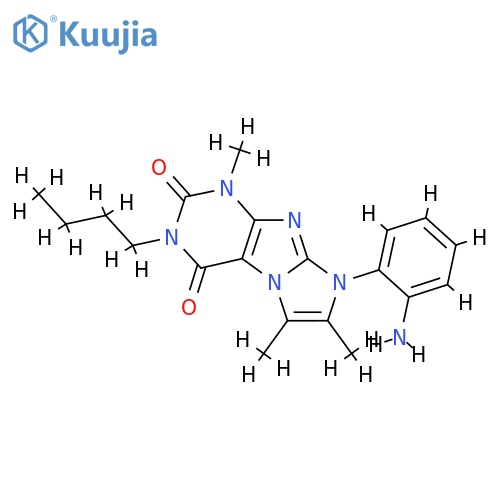 8-(2-aminophenyl)-3-butyl-1,6,7-trimethyl-1H,2H,3H,4H,8H-imidazo1,2-gpurine-2,4-dione structure