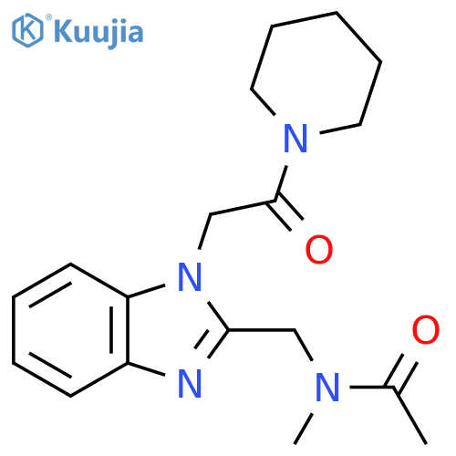 N-methyl-N-({1-2-oxo-2-(piperidin-1-yl)ethyl-1H-1,3-benzodiazol-2-yl}methyl)acetamide structure