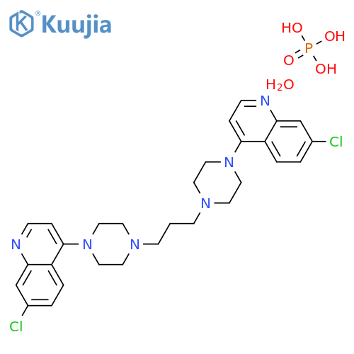 Piperaquine tetraphosphate tetrahydrate structure