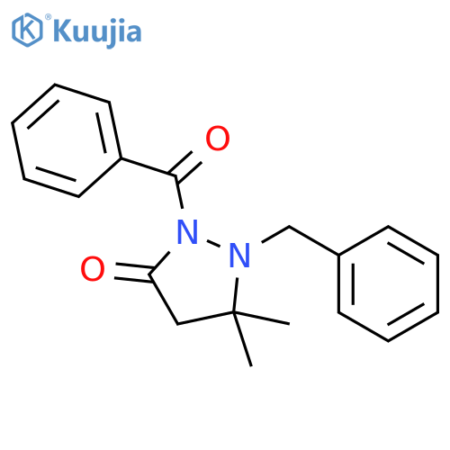 3-Pyrazolidinone, 2-benzoyl-5,5-dimethyl-1-(phenylmethyl)- structure