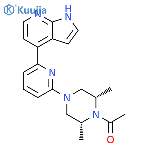Ethanone,1-[(2R,6S)-2,6-dimethyl-4-[6-(1H-pyrrolo[2,3-b]pyridin-4-yl)-2-pyridinyl]-1-piperazinyl]-, rel- structure
