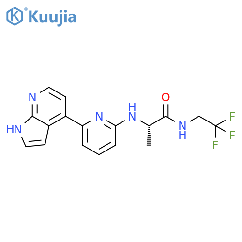 Propanamide,2-[[6-(1H-pyrrolo[2,3-b]pyridin-4-yl)-2-pyridinyl]amino]-N-(2,2,2-trifluoroethyl)-, (2S)- structure
