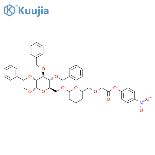 α-D-Glucopyranoside, methyl 2,3,4-tris-O-(phenylmethyl)-6-O-[tetrahydro-6-[[2-(4-nitrophenoxy)-2-oxoethoxy]methyl]-2H-pyran-2-yl]- structure