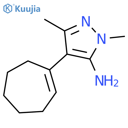 1H-PYRAZOL-5-AMINE, 4-(1-CYCLOHEPTEN-1-YL)-1,3-DIMETHYL- structure
