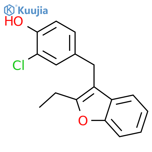 Phenol, 2-chloro-4-[(2-ethyl-3-benzofuranyl)methyl]- structure