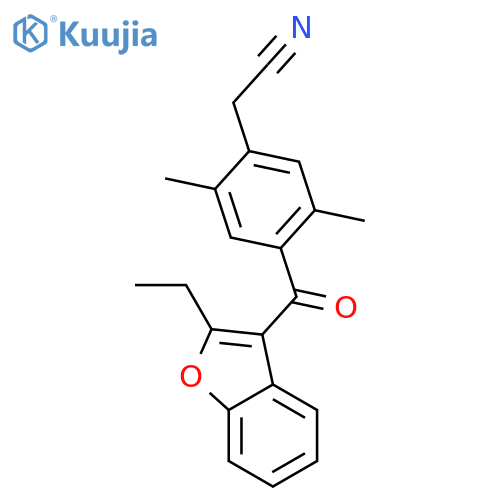 Benzeneacetonitrile, 4-[(2-ethyl-3-benzofuranyl)carbonyl]-2,5-dimethyl- structure