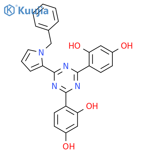 2-(1-Benzyl-1H-pyrrol-2-yl)-4,6-bis(2,4-dihydroxyphenyl)-1,3,5-triazine structure