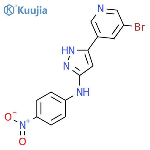 1H-Pyrazol-3-amine, 5-(5-bromo-3-pyridinyl)-N-(4-nitrophenyl)- structure