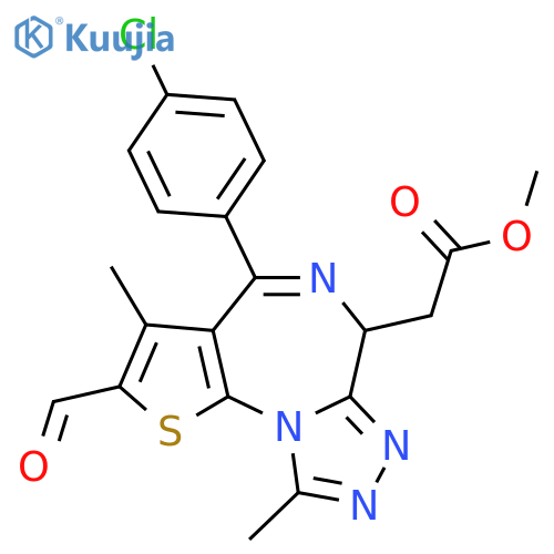 Methyl (S)-2-(4-(4-chlorophenyl)-2-formyl-3,9-dimethyl-6H-thieno[3,2-f][1,2,4]triazolo[4,3-a][1,4]diazepin-6-yl)acetate structure
