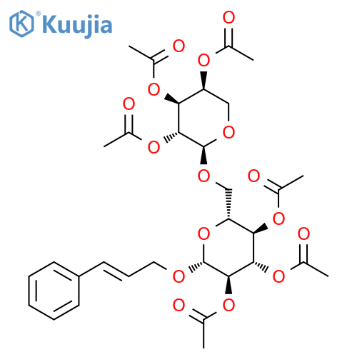 β-D-Glucopyranoside, (2E)-3-phenyl-2-propen-1-yl 6-O-(2,3,4-tri-O-acetyl-α-L-arabinopyranosyl)-, 2,3,4-triacetate structure