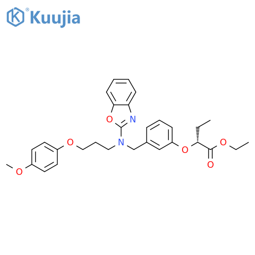 Butanoic acid, 2-[3-[[2-benzoxazolyl[3-(4-methoxyphenoxy)propyl]amino]methyl]phenoxy]-, ethyl ester, (2R)- structure