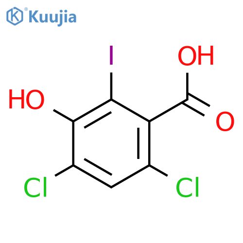 BENZOIC ACID, 4,6-DICHLORO-3-HYDROXY-2-IODO- structure