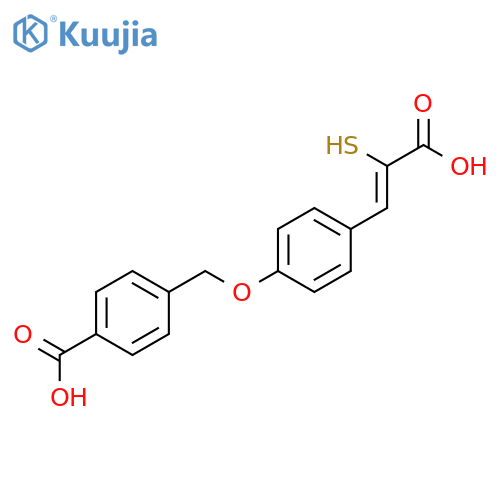 Benzoic acid, 4-[[4-(2-carboxy-2-mercaptoethenyl)phenoxy]methyl]- structure