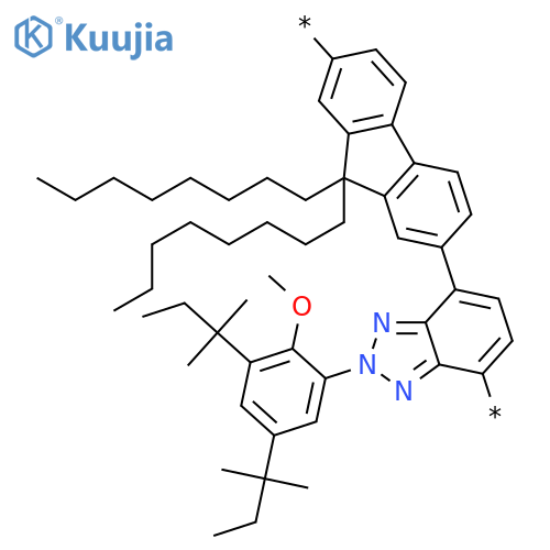 Poly[[2-[2-methoxy-3,5-bis(1,1-dimethylpropyl)phenyl]-2H-benzotriazole-4,7-diyl](9,9-dioctyl-9H-fluorene-2,7-diyl)] structure
