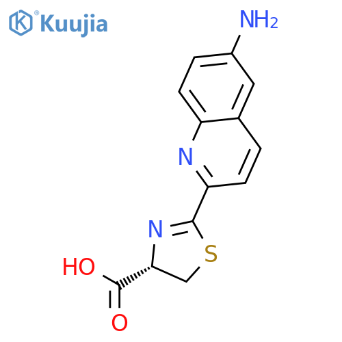 4-Thiazolecarboxylic acid, 2-(6-amino-2-quinolinyl)-4,5-dihydro-, (4S)- structure