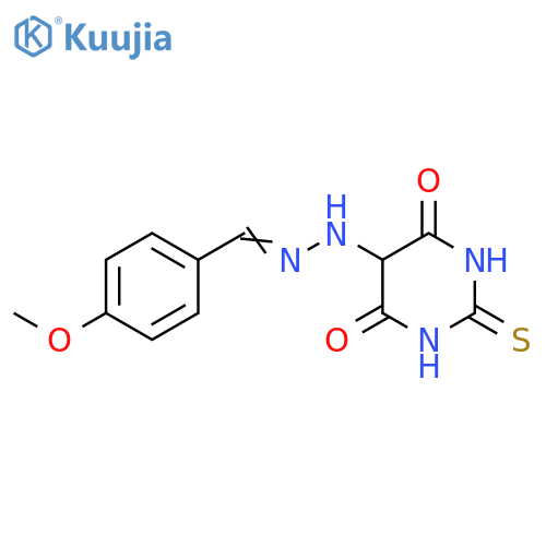 Benzaldehyde, 4-methoxy-,2-(hexahydro-4,6-dioxo-2-thioxo-5-pyrimidinyl)hydrazone structure