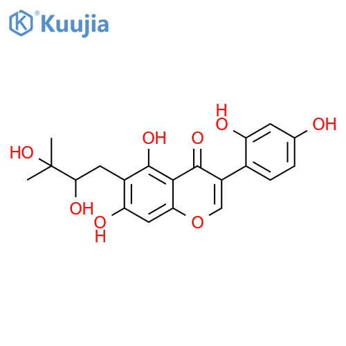4H-1-Benzopyran-4-one, 6-(2,3-dihydroxy-3-methylbutyl)-3-(2,4-dihydroxyphenyl)-5,7-dihydroxy- (9CI) structure
