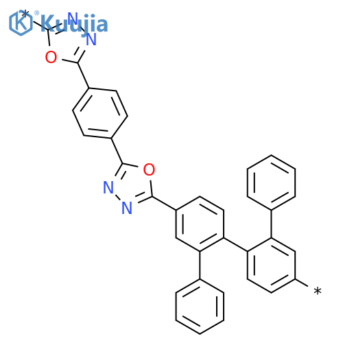 Poly(1,3,4-oxadiazole-2,5-diyl-1,4-phenylene-1,3,4-oxadiazole-2,5-diyl[1,1':2',1'':2'',1'''-quaterphenyl]-5',4''-diyl) structure
