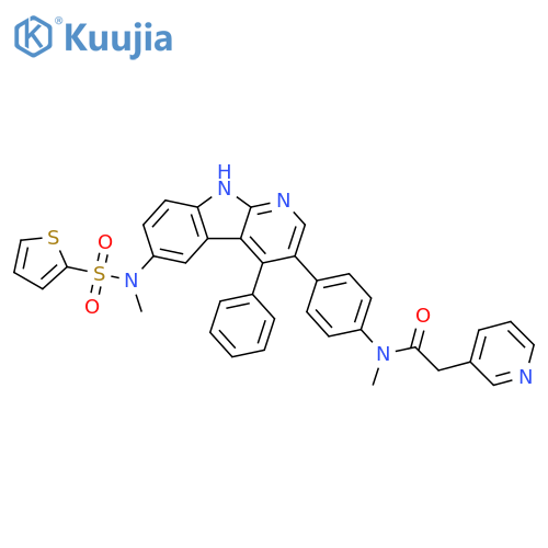 3-Pyridineacetamide,N-methyl-N-[4-[6-[methyl(2-thienylsulfonyl)amino]-4-phenyl-9H-pyrido[2,3-b]indol-3-yl]phenyl]- structure